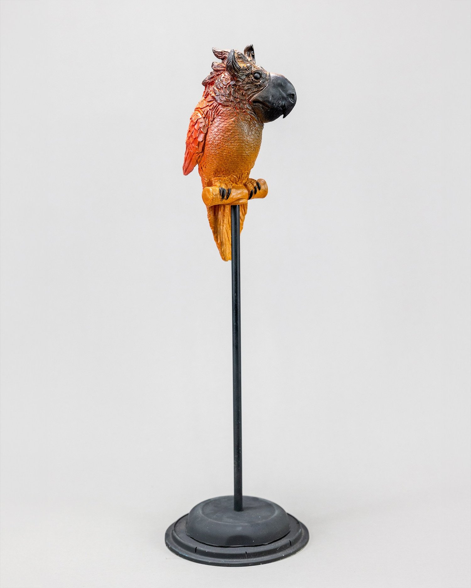Horned Parrot I, sculpture by Charlie McGrady, view 2
