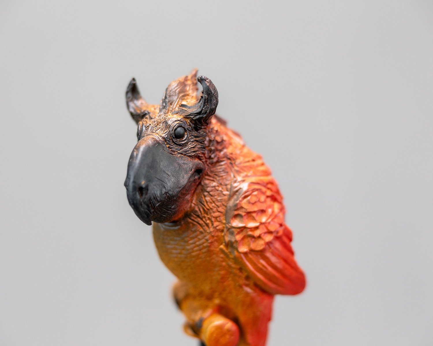 Horned Parrot I, sculpture by Charlie McGrady, view 5